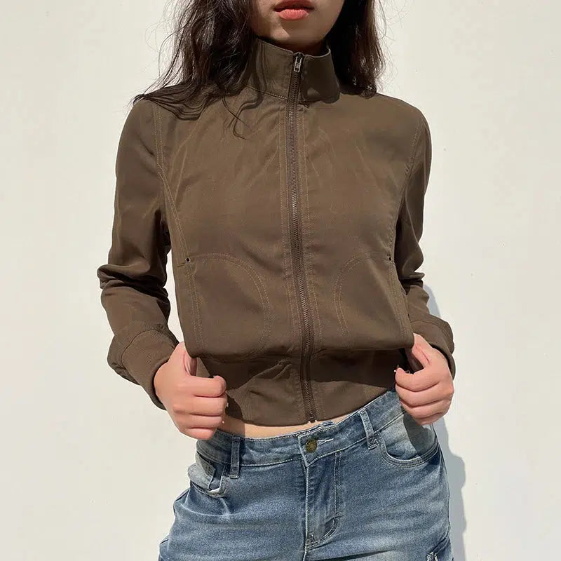 Cropped Zip-Up Jacket – Women's Lightweight Layering Coat