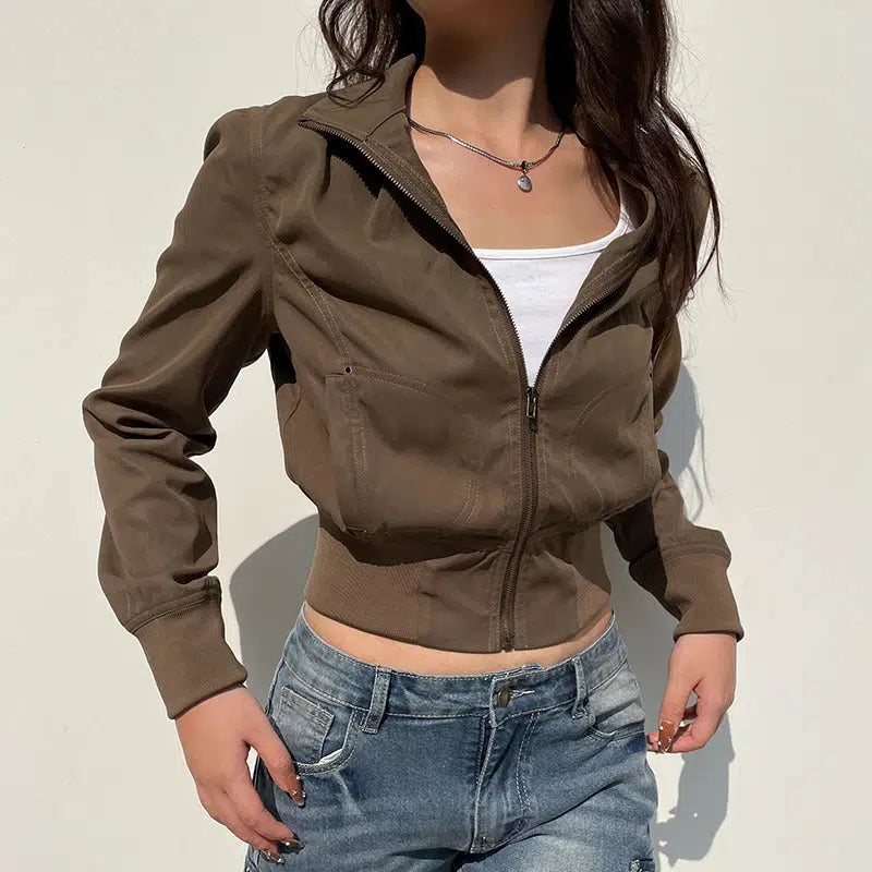 Cropped Zip-Up Jacket – Women's Lightweight Layering Coat
