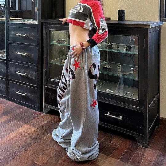 Embroidered Sweatpant Joggers – Women's High-Waist Retro Fit