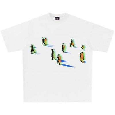 ABSTRACT FIGURES WHITE T-SHIRT FOR EVERYDAY WEAR