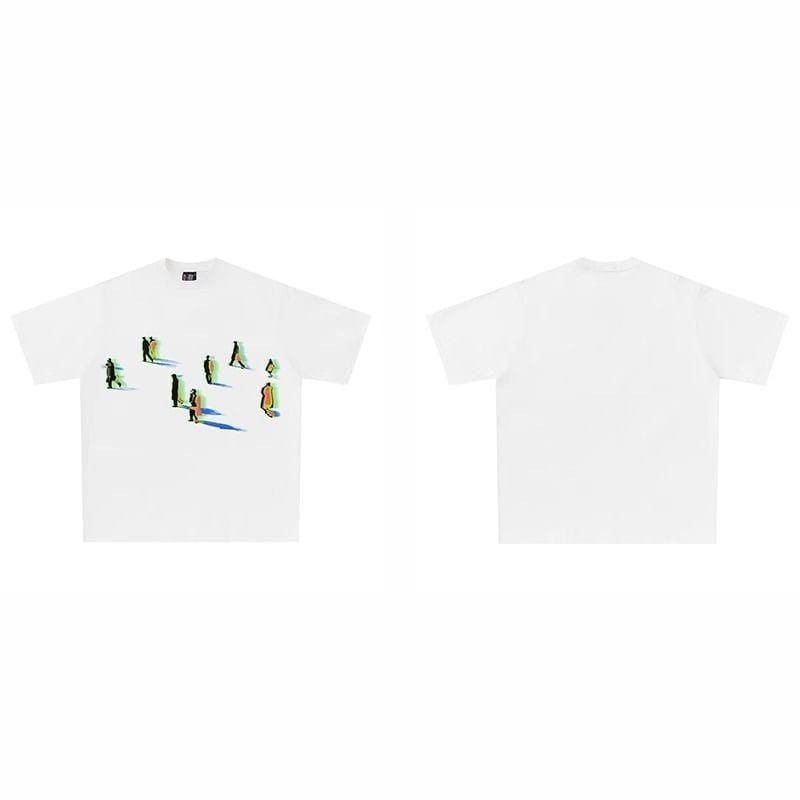 ABSTRACT FIGURES WHITE T-SHIRT FOR EVERYDAY WEAR