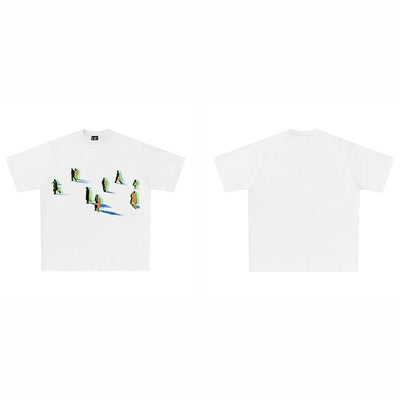 ABSTRACT FIGURES WHITE T-SHIRT FOR EVERYDAY WEAR
