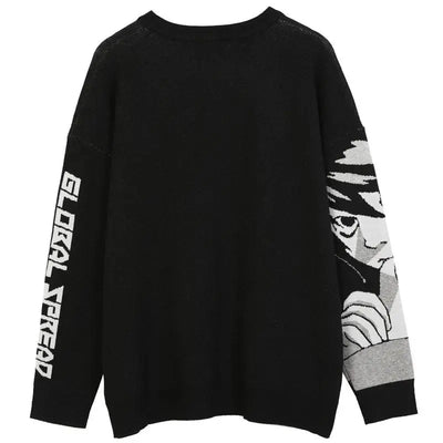 ANIME SWEATER PULLOVER VINTAGE COTTON BLACK AND WHITE DESIGN