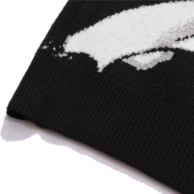ANIME SWEATER PULLOVER VINTAGE COTTON BLACK AND WHITE DESIGN