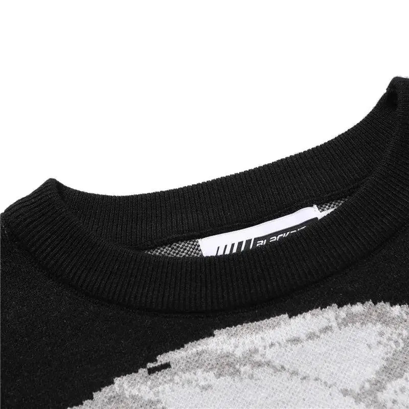 ANIME SWEATER PULLOVER VINTAGE COTTON BLACK AND WHITE DESIGN