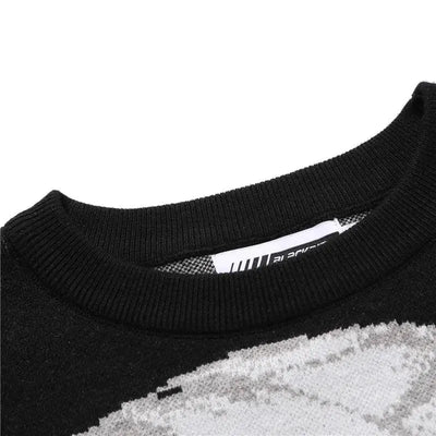 ANIME SWEATER PULLOVER VINTAGE COTTON BLACK AND WHITE DESIGN