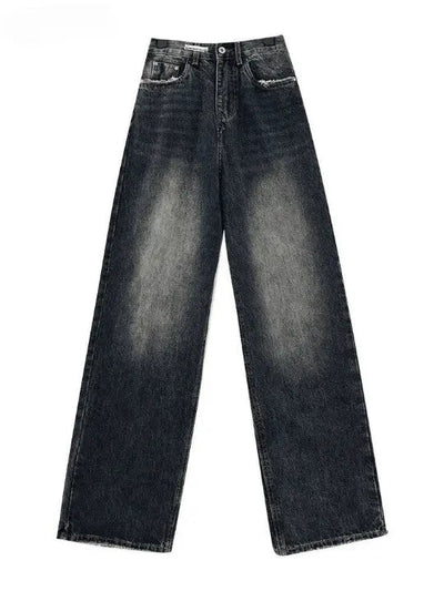 BAGGY DARK WASH HIGH WAIST JEANS FOR HARAJUKU STREETWEAR RETRO STYLE