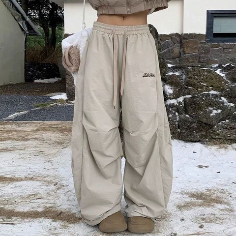 BAGGY DRAWSTRING PANTS WITH WIDE LEG TROUSERS STYLE