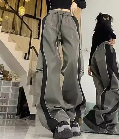 BAGGY PANTS GRAY AND BLACK PATCHWORK CARGO PANTS