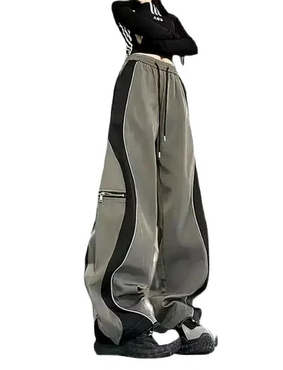 BAGGY PANTS GRAY AND BLACK PATCHWORK CARGO PANTS