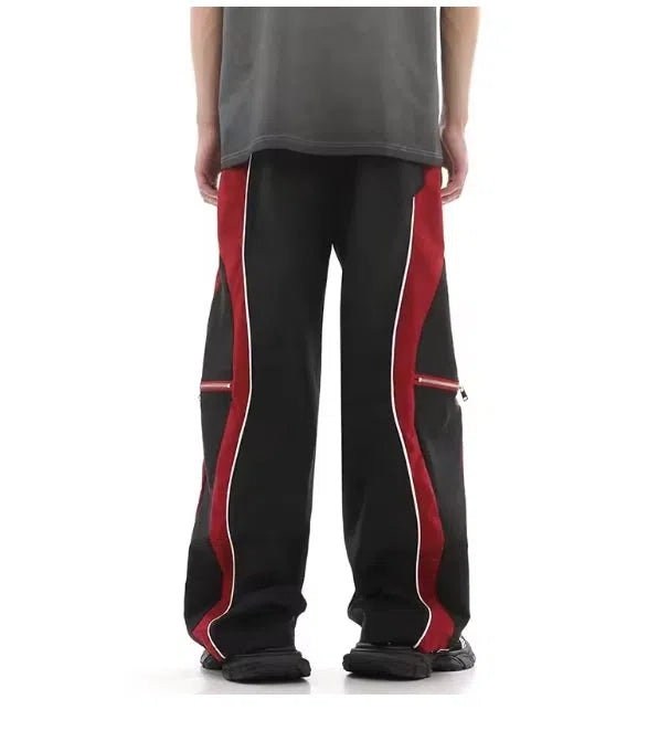 BAGGY PANTS GRAY AND BLACK PATCHWORK CARGO PANTS