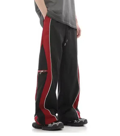 BAGGY PANTS GRAY AND BLACK PATCHWORK CARGO PANTS