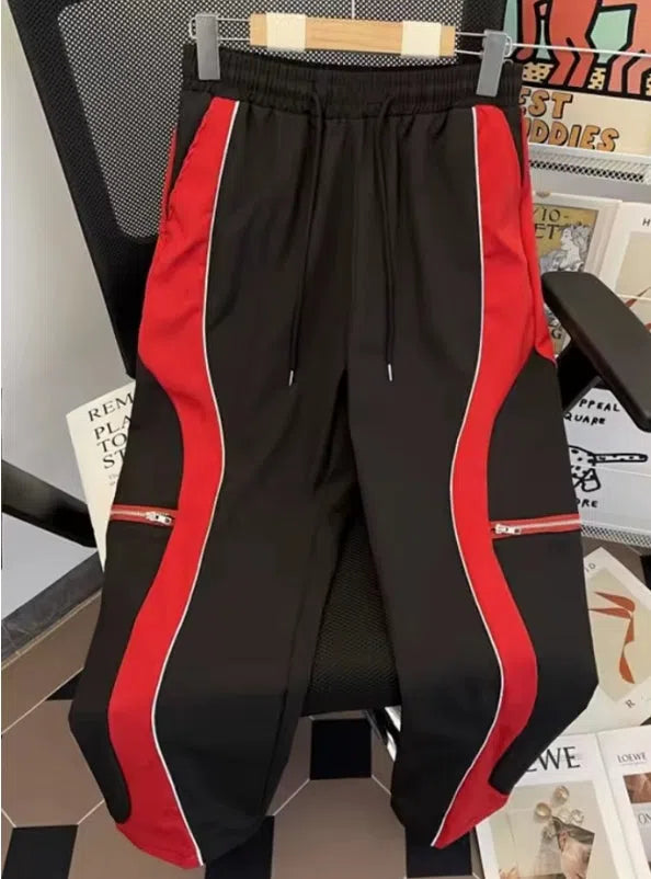BAGGY PANTS GRAY AND BLACK PATCHWORK CARGO PANTS