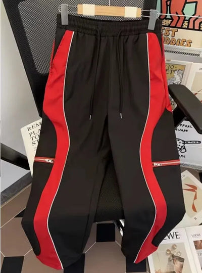 BAGGY PANTS GRAY AND BLACK PATCHWORK CARGO PANTS