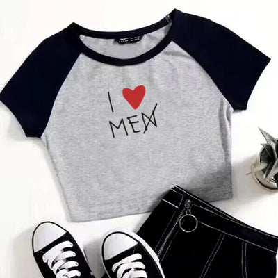 BATWING SLEEVE T-SHIRT WITH I LOVE MEN CROSSED OUT - BATWING SLEEVE BEACH