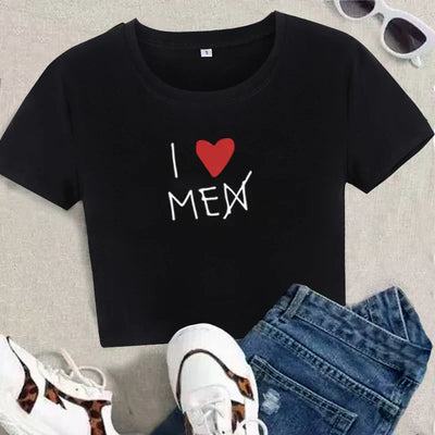 BATWING SLEEVE T-SHIRT WITH I LOVE MEN CROSSED OUT - BATWING SLEEVE BEACH