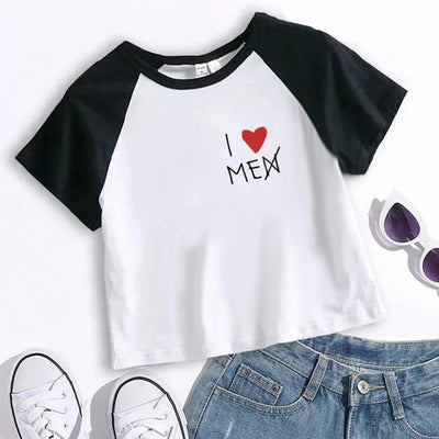 BATWING SLEEVE T-SHIRT WITH I LOVE MEN CROSSED OUT - BATWING SLEEVE BEACH