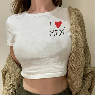 BATWING SLEEVE T-SHIRT WITH I LOVE MEN CROSSED OUT - BATWING SLEEVE BEACH