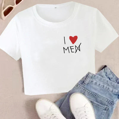BATWING SLEEVE T-SHIRT WITH I LOVE MEN CROSSED OUT - BATWING SLEEVE BEACH