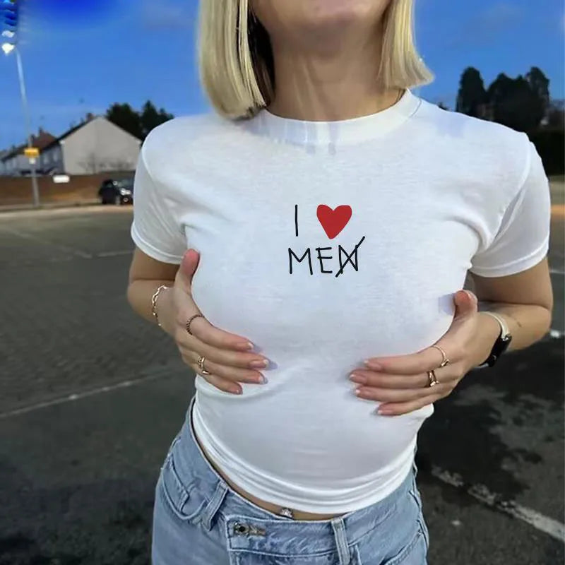 BATWING SLEEVE T-SHIRT WITH I LOVE MEN CROSSED OUT - BATWING SLEEVE BEACH