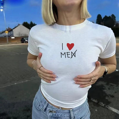 BATWING SLEEVE T-SHIRT WITH I LOVE MEN CROSSED OUT - BATWING SLEEVE BEACH