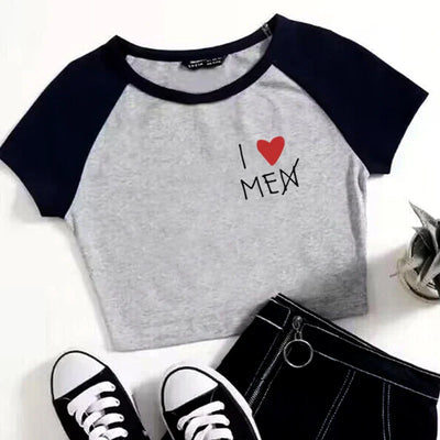 BATWING SLEEVE T-SHIRT WITH I LOVE MEN CROSSED OUT - BATWING SLEEVE BEACH
