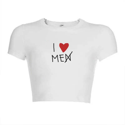 BATWING SLEEVE T-SHIRT WITH I LOVE MEN CROSSED OUT - BATWING SLEEVE BEACH