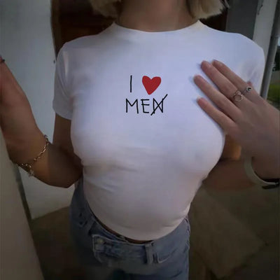BATWING SLEEVE T-SHIRT WITH I LOVE MEN CROSSED OUT - BATWING SLEEVE BEACH