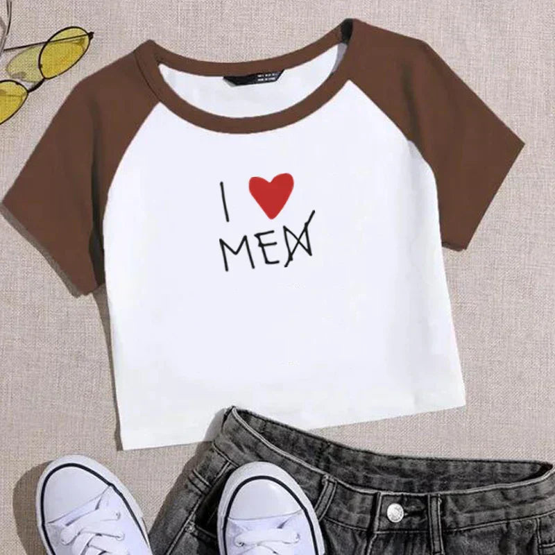 BATWING SLEEVE T-SHIRT WITH I LOVE MEN CROSSED OUT - BATWING SLEEVE BEACH