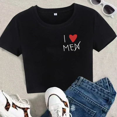 BATWING SLEEVE T-SHIRT WITH I LOVE MEN CROSSED OUT - BATWING SLEEVE BEACH