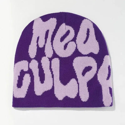 BEANIE BLACK AND WHITE PATTERNED MEA CULPA BEANIS