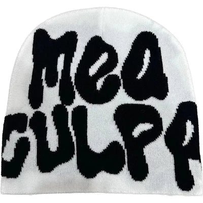 BEANIE BLACK AND WHITE PATTERNED MEA CULPA BEANIS