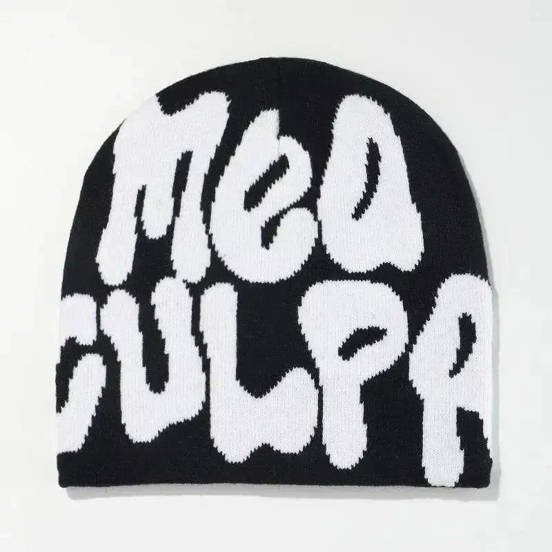 BEANIE BLACK AND WHITE PATTERNED MEA CULPA BEANIS