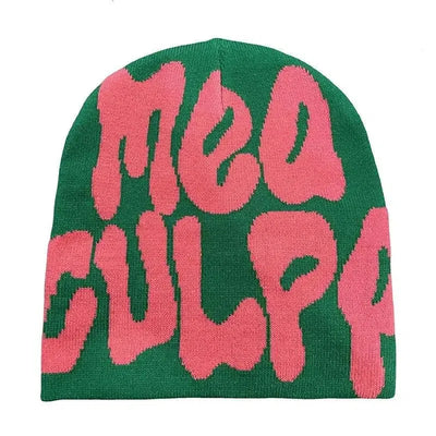 BEANIE BLACK AND WHITE PATTERNED MEA CULPA BEANIS