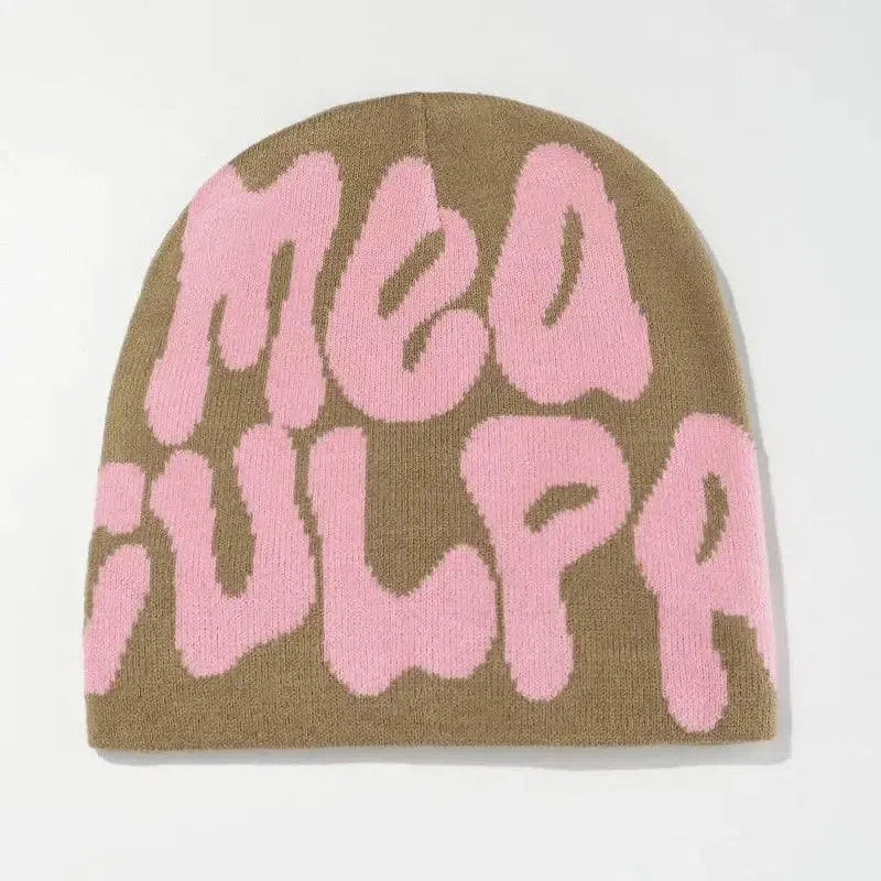 BEANIE BLACK AND WHITE PATTERNED MEA CULPA BEANIS