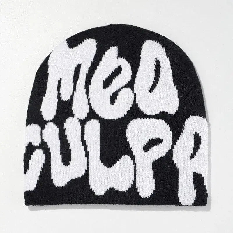BEANIE BLACK AND WHITE PATTERNED MEA CULPA BEANIS