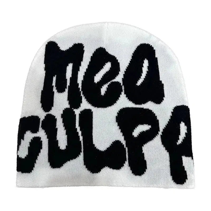 BEANIE BLACK AND WHITE PATTERNED MEA CULPA BEANIS