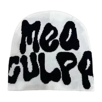 BEANIE BLACK AND WHITE PATTERNED MEA CULPA BEANIS