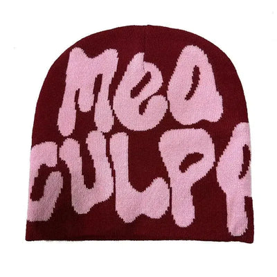 BEANIE BLACK AND WHITE PATTERNED MEA CULPA BEANIS