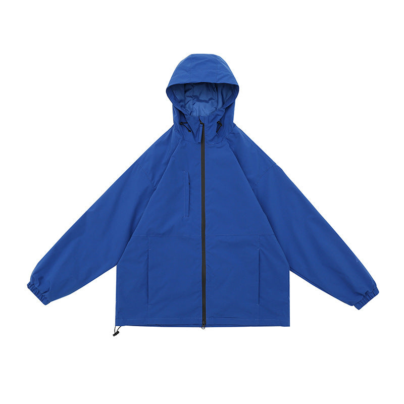 BEIGE HOODED JACKET WITH ZIPPER PREMIUM OVERSIZED FIT JACKET