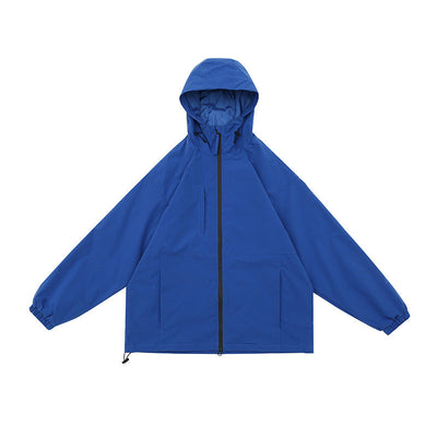 BEIGE HOODED JACKET WITH ZIPPER PREMIUM OVERSIZED FIT JACKET
