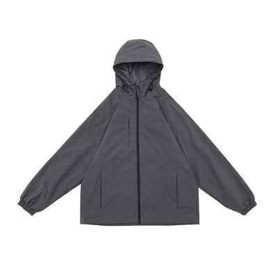BEIGE HOODED JACKET WITH ZIPPER PREMIUM OVERSIZED FIT JACKET