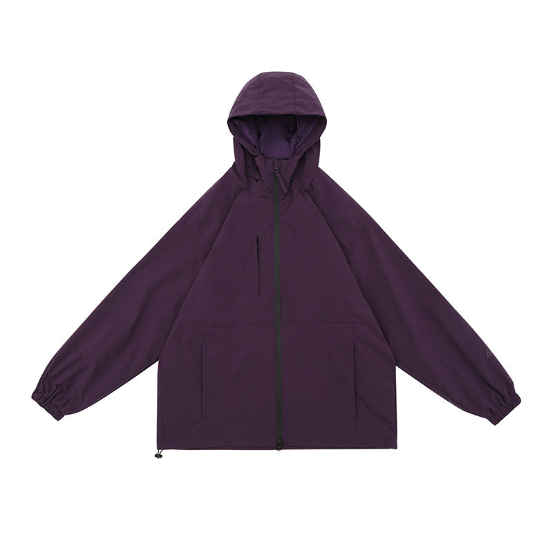 BEIGE HOODED JACKET WITH ZIPPER PREMIUM OVERSIZED FIT JACKET