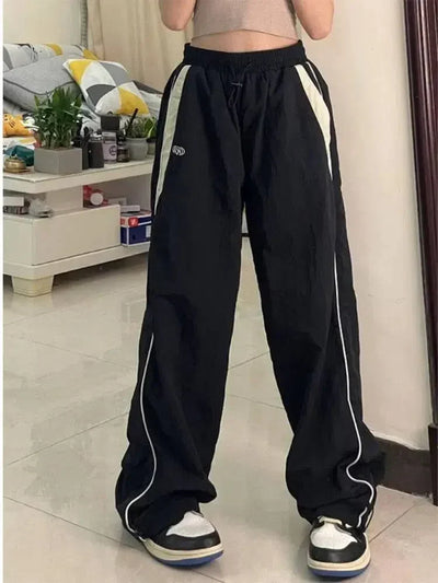 BLACK AND WHITE TRACK PANTS VINTAGE OVERSIZED BAGGY STYLE