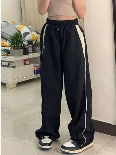 BLACK AND WHITE TRACK PANTS VINTAGE OVERSIZED BAGGY STYLE