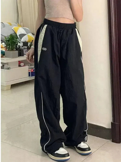 BLACK AND WHITE TRACK PANTS VINTAGE OVERSIZED BAGGY STYLE