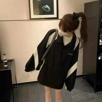 BLACK AND WHITE WINDBREAKER JACKET - STREETWEAR BLACK STYLE