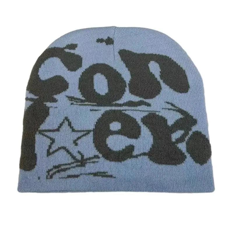 BLACK BEANIE HAT WITH PINK LETTERING - WARM HAT FOR COLD WEATHER
