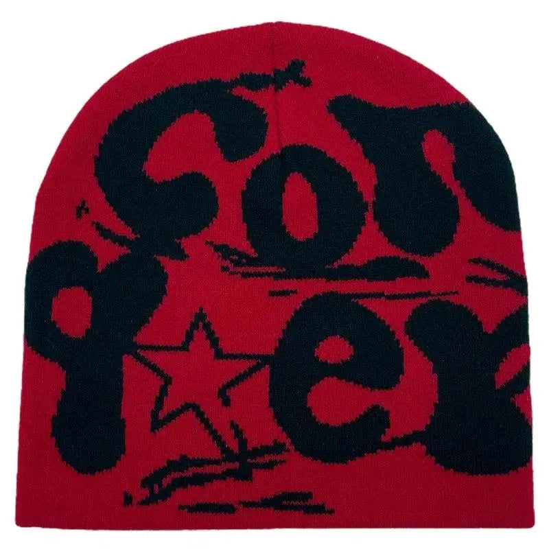 BLACK BEANIE HAT WITH PINK LETTERING - WARM HAT FOR COLD WEATHER