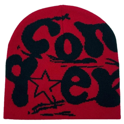 BLACK BEANIE HAT WITH PINK LETTERING - WARM HAT FOR COLD WEATHER